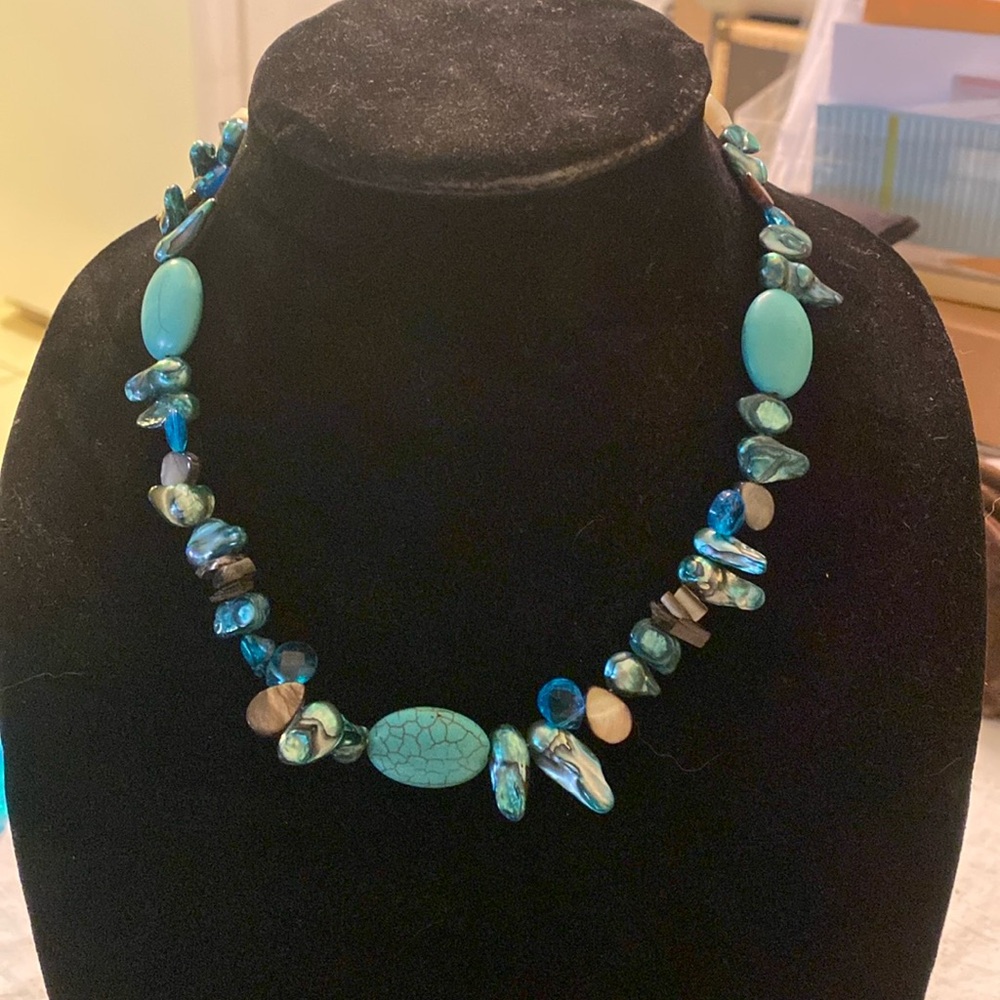 Beautiful Hand made Semi precious Gem Stone  and Shell Necklace